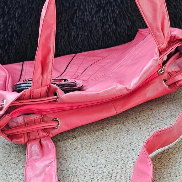 Women Fashion Shoulder Bag Purse Pink Faux Vegan Leather Bag Handbag - Picture 13 of 13